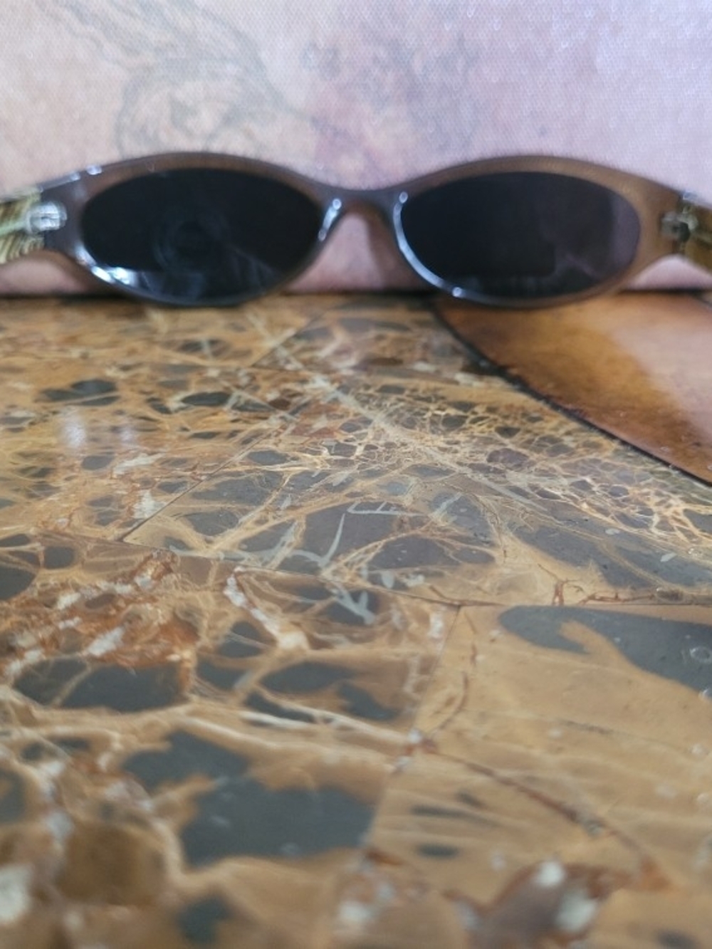 Sleek Oval Brown Sunglasses with Burgundy Case - Picture 5 of 6
